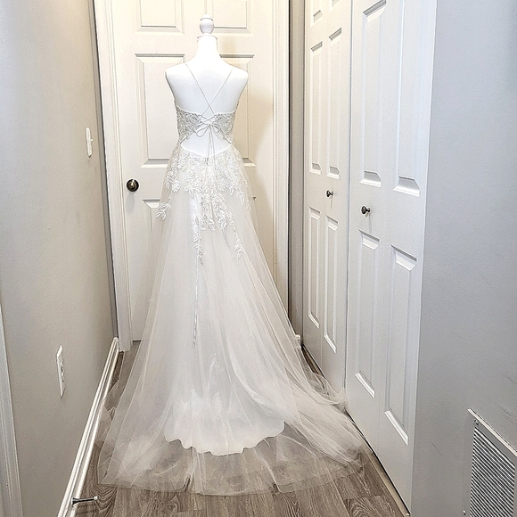 Lulus White Embroidered Lace-up Tulle Maxi Dress - Picture 13 of 16